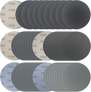Rvetol 6 Inch 50pcs Wet Dry Sanding Discs Hook & Loop 1000-5000 Grit Silicon Carbide for Orbital Sander, Automotive Wood Metal Polishing