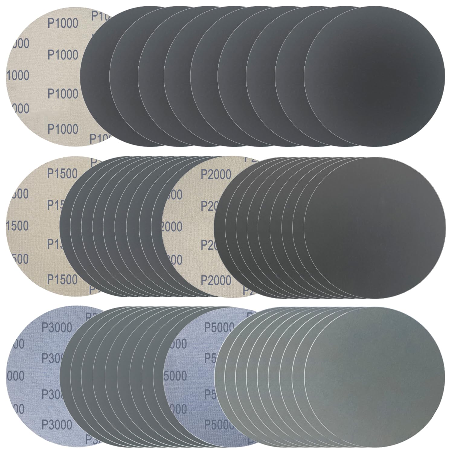 Rvetol 6 Inch 50pcs Wet Dry Sanding Discs Hook & Loop 1000-5000 Grit Silicon Carbide for Orbital Sander, Automotive Wood Metal Polishing