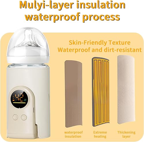 Miniatura 7 de Calentador de biberones portátil mejorado para viajes, 6 temperaturas con control inteligente de temperatura y pantalla de luz nocturna,
