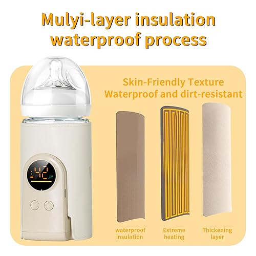 Miniatura 7 de Calentador de botellas portátil actualizado 2025 para viajes, calentador de leche de 6 temperaturas con control de temperatura inteligente y luz