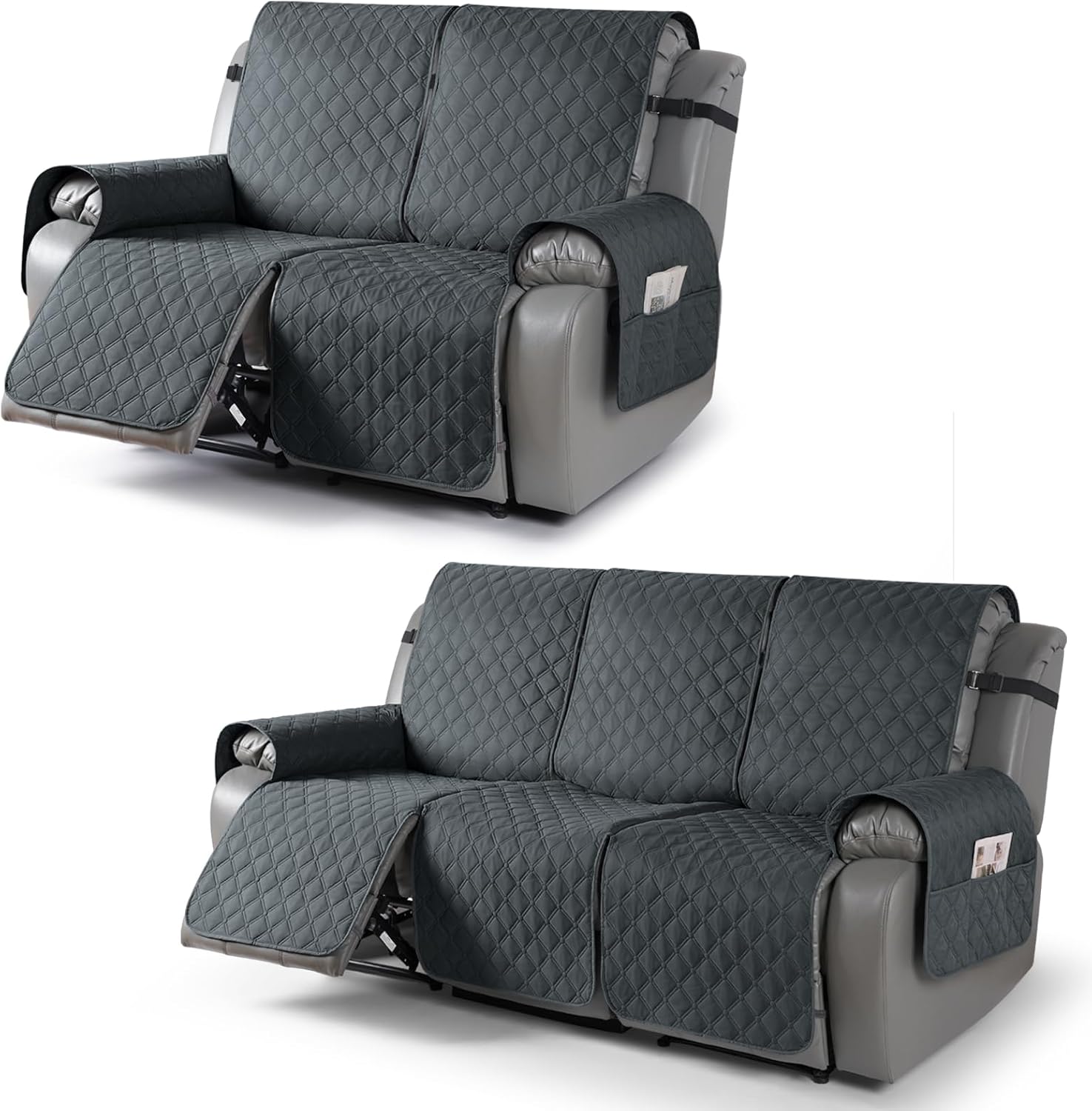 TAOCOCO 100% Waterproof Loveseat Recliner Cover & Recliner Couch Cover(Dark Gray)