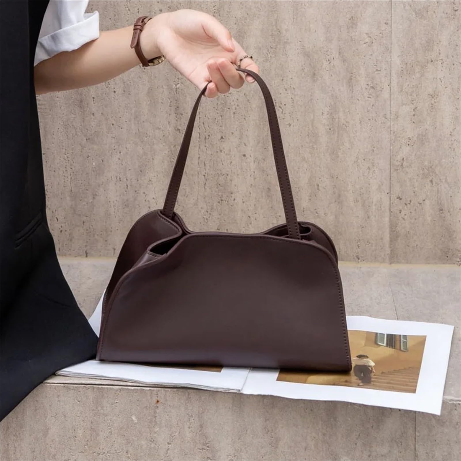 Leder Unterarm Tasche Nischen Design Top Schicht Rindsleder Extrem Einfache Schulter Crossbody Frauen Hand Tote Für Arbeit, Reisen
