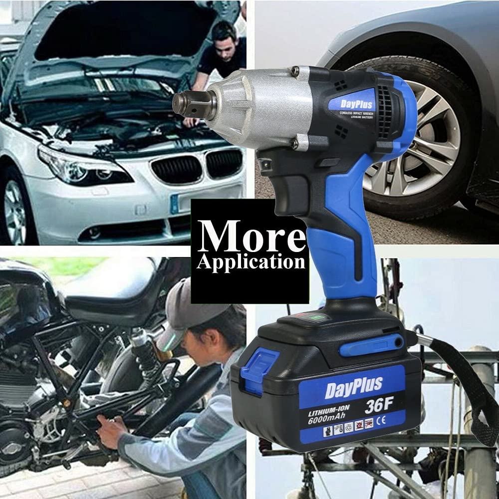 Lucn Visseuse à Chocs Brushless 18V Visseuse Électrique sans Fil avec Éclairage LED, Clé à chocs sans fil 420Nm Pistolet à écrou à cliquet 1/2" + Mallette de transport + 1 batterie
