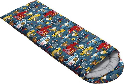 Miniatura 8 de Datura home Saco de dormir para niños y niñas, estampado de cohete y astronauta, ligero, cálido, portátil, para exteriores, interior, impermeable,