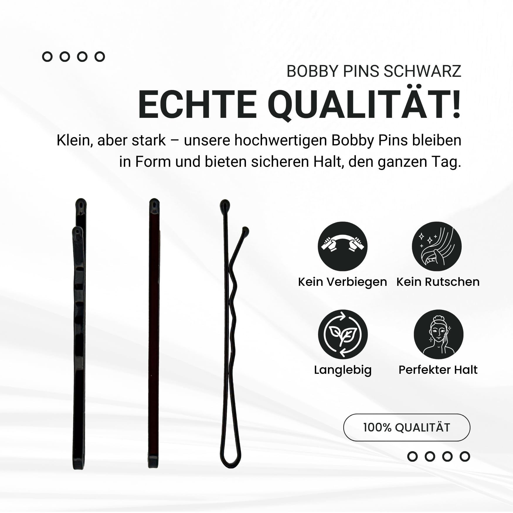 HAARallerliebst® 100 Bobby Pins Black, 5 cm Hair Clips for Women, Extra Strong & Durable, Sustainable Gift Box - Image 3