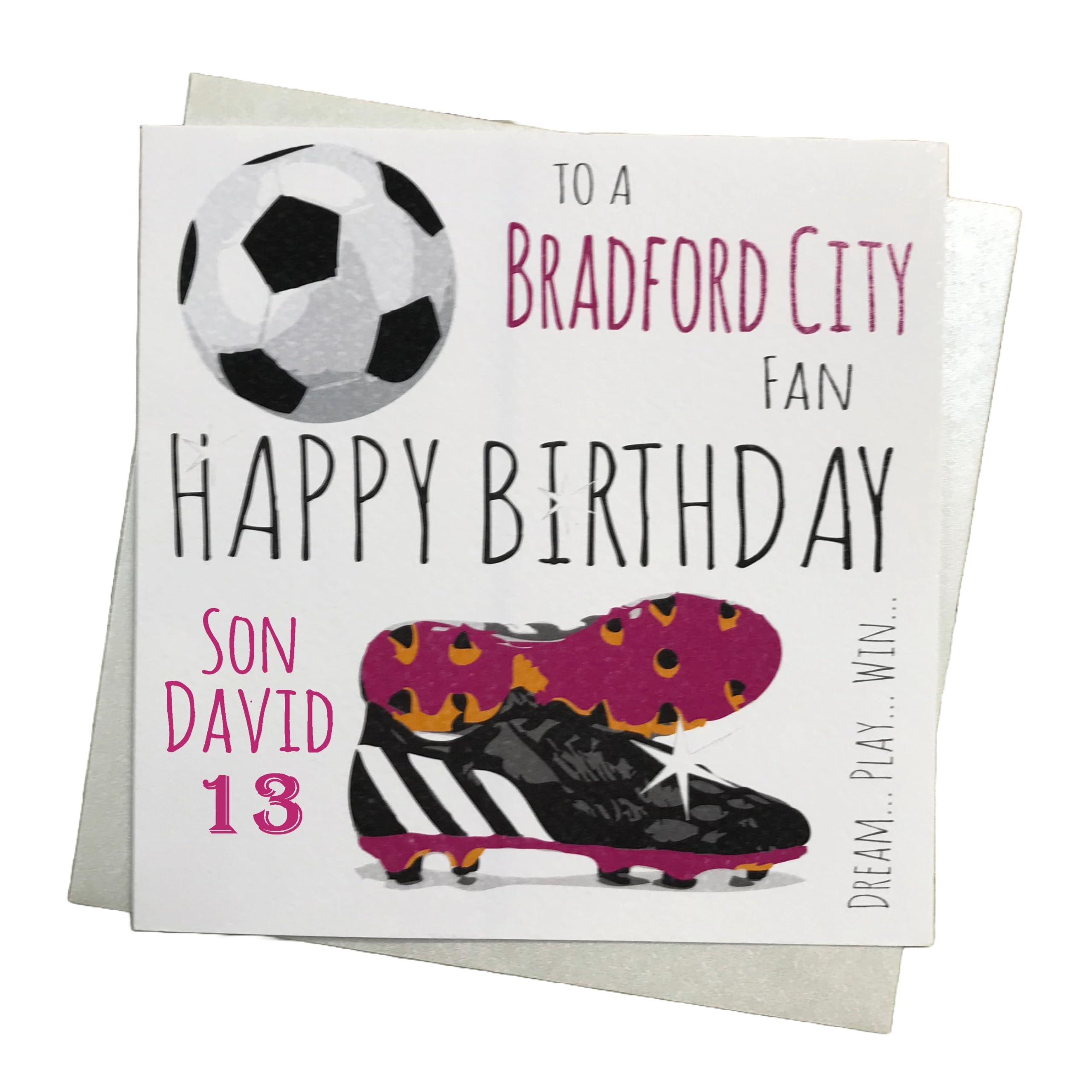 WHITE COTTON CARDS PERSONALISED Bradford City Bantoms FC Football Club Fan Birthday Card (24-PER)