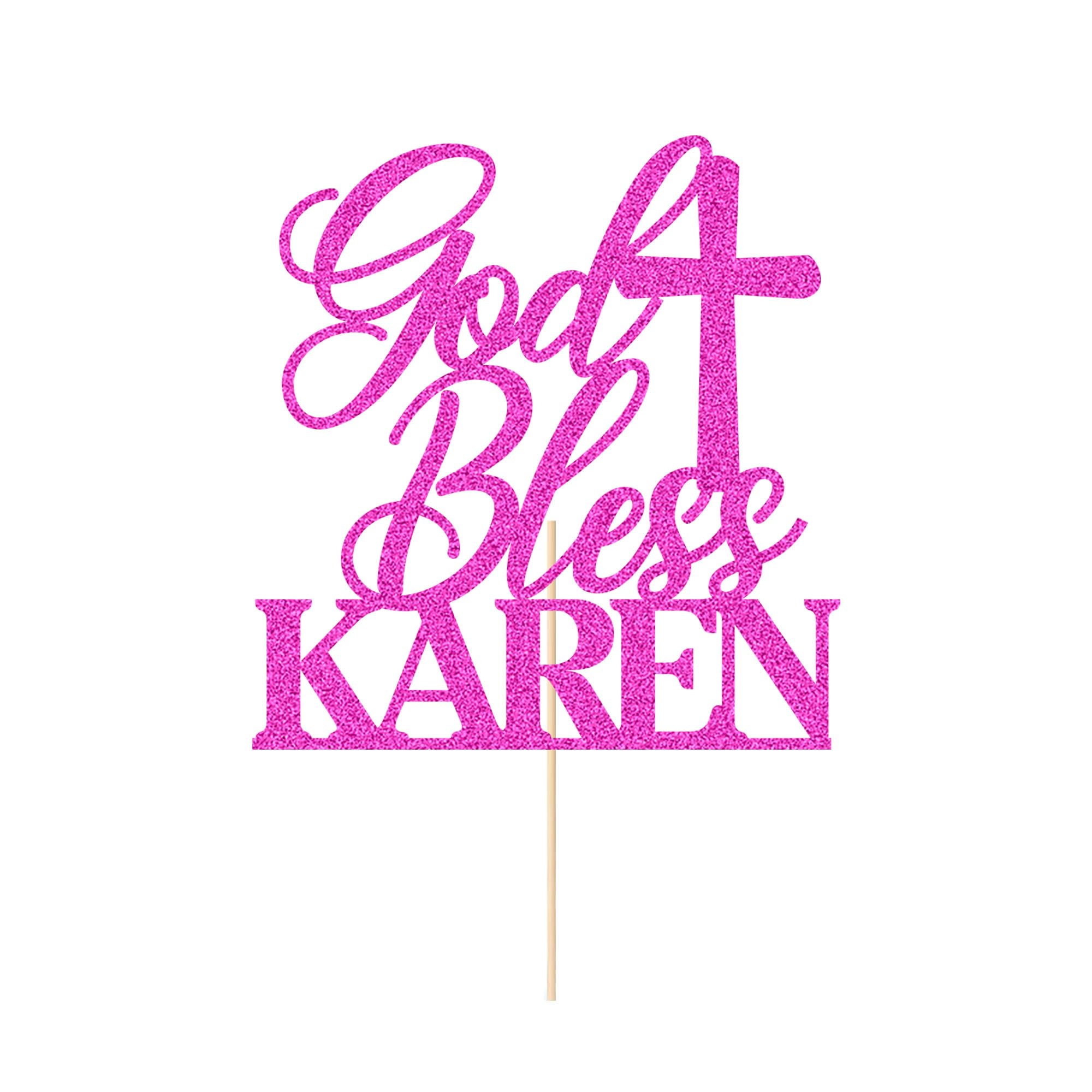 Personalised God Bless Cake Topper Custom Holy Communion Cake Topper Gifts with Any Name Glitter Cake Toppers Gifts for Baptism Christening First Communion Baby Shower Party Decorations (Pink)