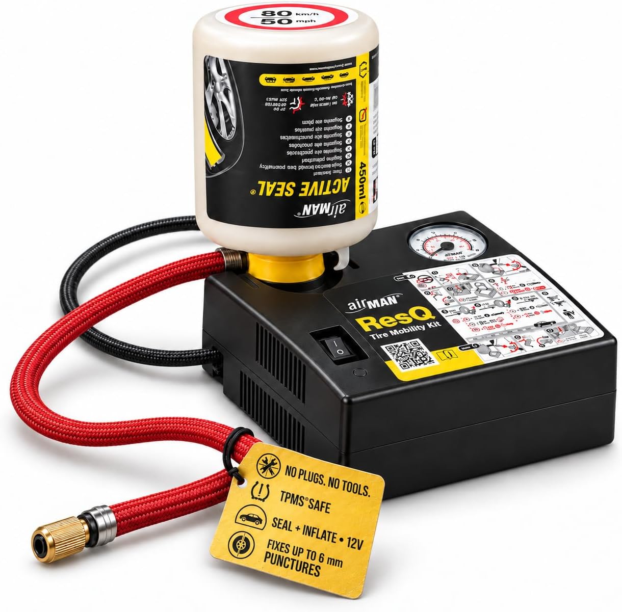 Tire Repair Kit with Air Compressor - 12V Flat Tire Sealant Kit