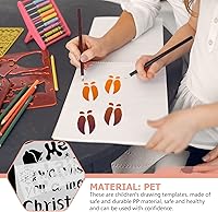 Vista 5 de EXCEART 6 hojas de plantillas de huellas de Papá Noel de Navidad, plantillas de pintura huecas para piso, madera, ventana, pared