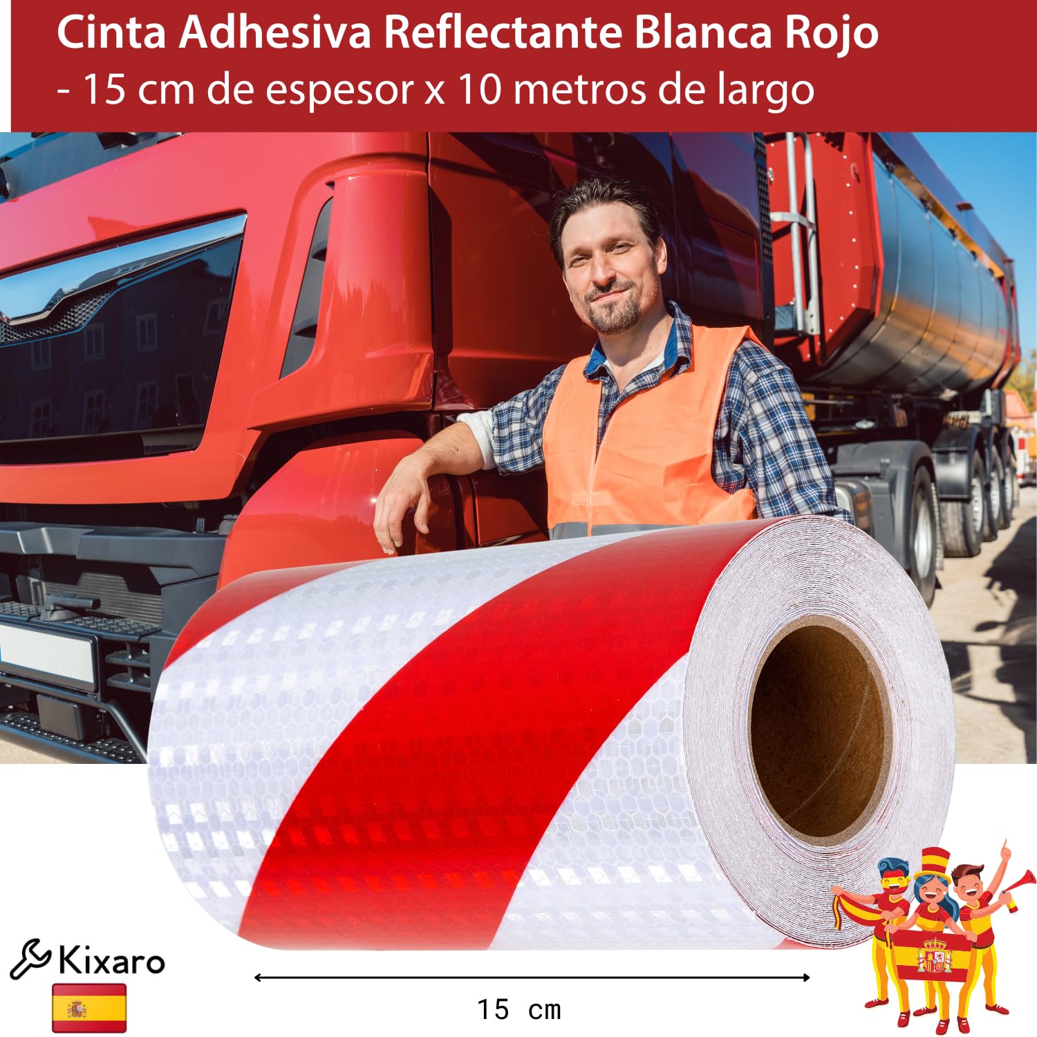 Cinta Adhesiva Reflectante Blanca Rojo Cinta Señalizacion para Remolque Coche Policial Noche Running Cinta Seguridad Adhesiva Cinta Reflectante Adhesiva Alta Visibilidad Blanca y Roja Rollo 10mx15cm