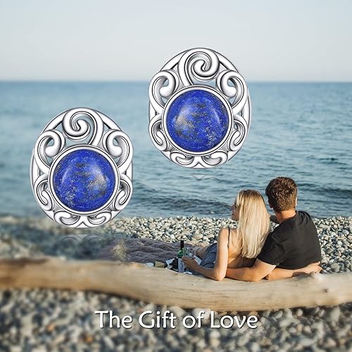 Miniatura 6 de Aretes de piedra natural de plata de ley con forma de abrazofiligrana, joyería de regalo de Navidad para mujeres y niñas