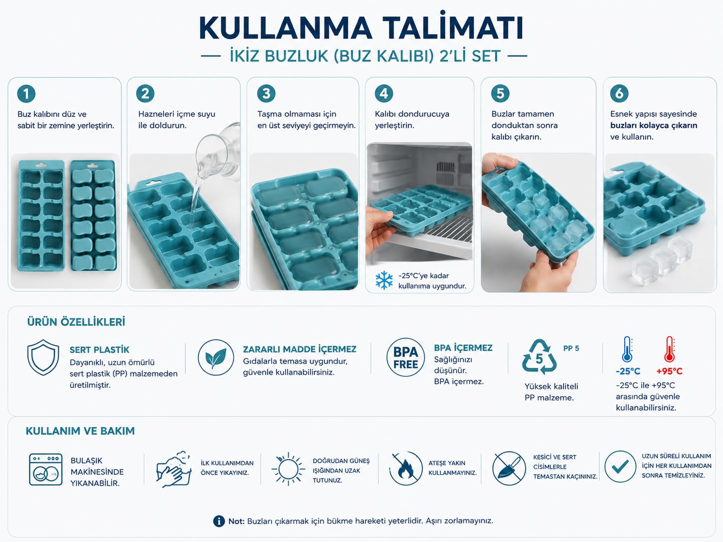 Buz Kalıbı 2'li Sert Plastik 12 Hazneli İkiz Buzluk Seti, Buzluk, Buz Kabı, Buz Haznesi, Buz Kalıpları, Buz Tepsileri, Buz, Buz Yapma Kalıbı, Çok Amaçlı Buz Küpü Kalıbı