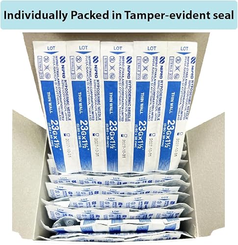 Miniatura 5 de Generic 100 agujas desechables de calibre 23 de 1.5 pulgadas, agujas desechables para inyecciones, jeringas, adecuadas para laboratorios