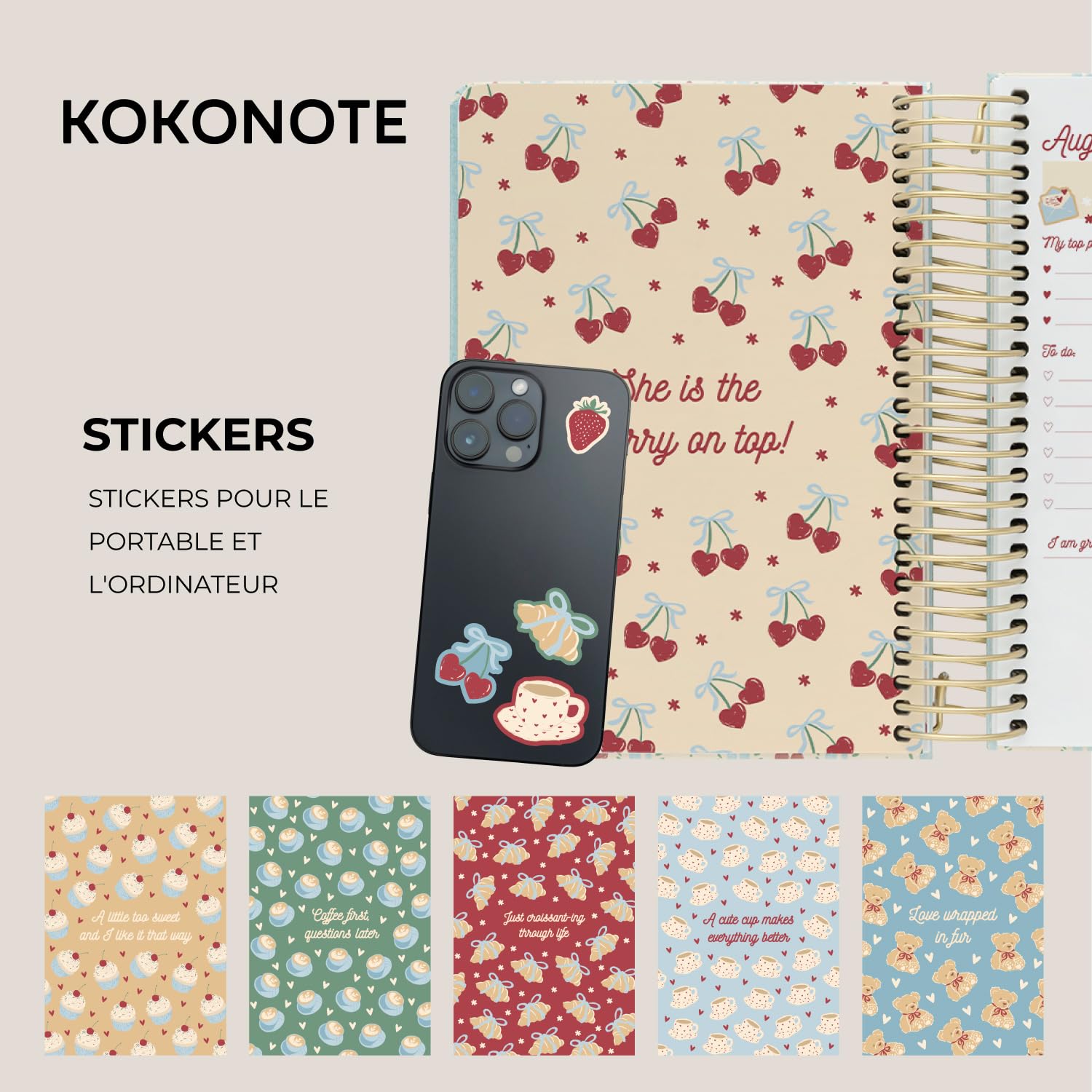 Kokonote - Agenda Scolaire 2026 2027 Journalier Rouge | Planner avec Spirale, Agenda 2026 2027 Étudiant ou Professionnel, Fourniture Scolaire Université