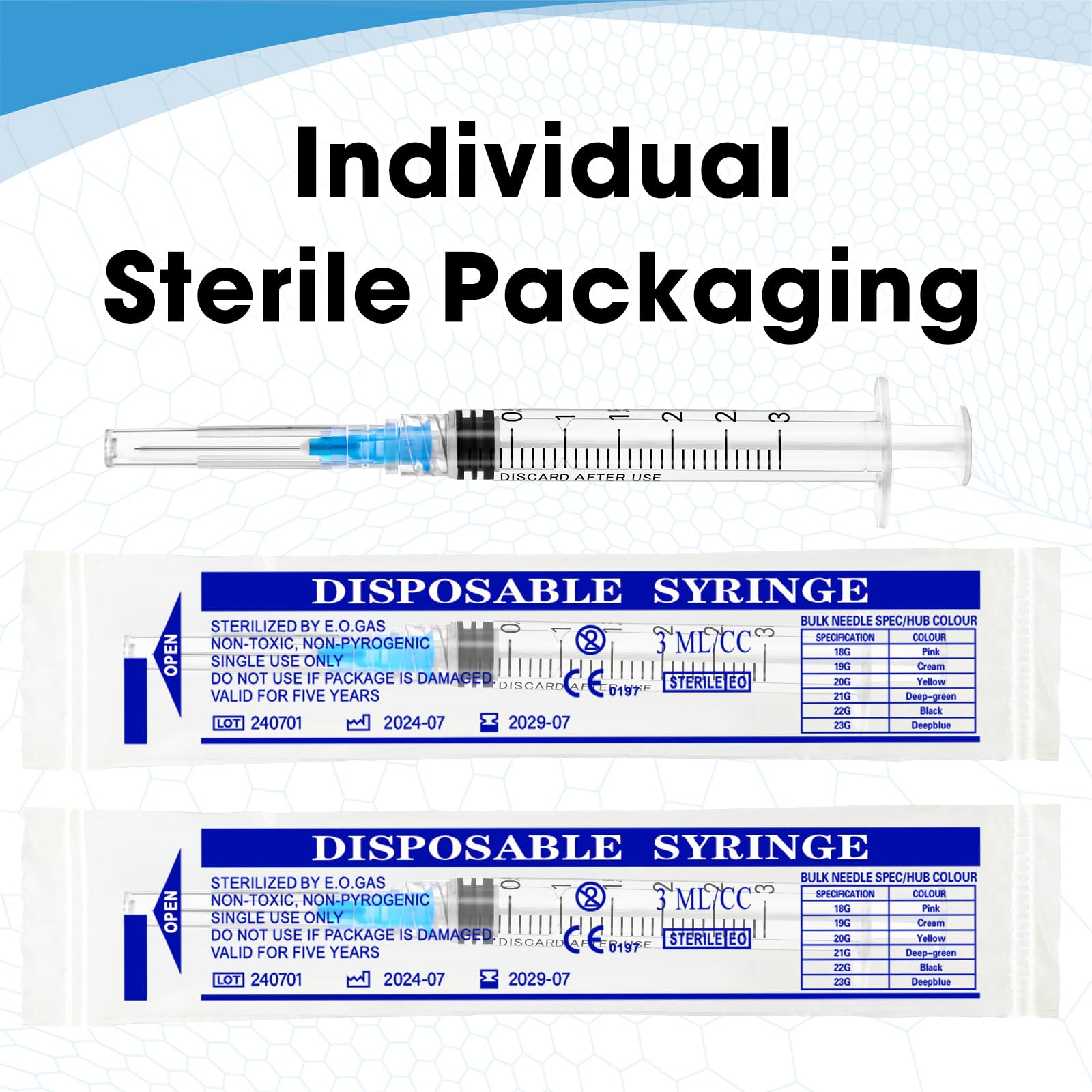 100 Pack 3ml with 23 Ga 1 Inch Lab Luer Lock Syringe — Amazon image 6