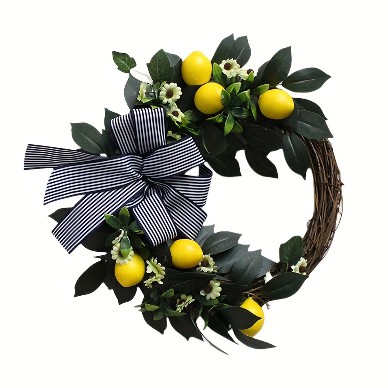 Bingga Artificial Bowknot Wreath With Lemon For Front Door Spring Wreath For Front Door Farmhouses Outdoor Wedding Decorations