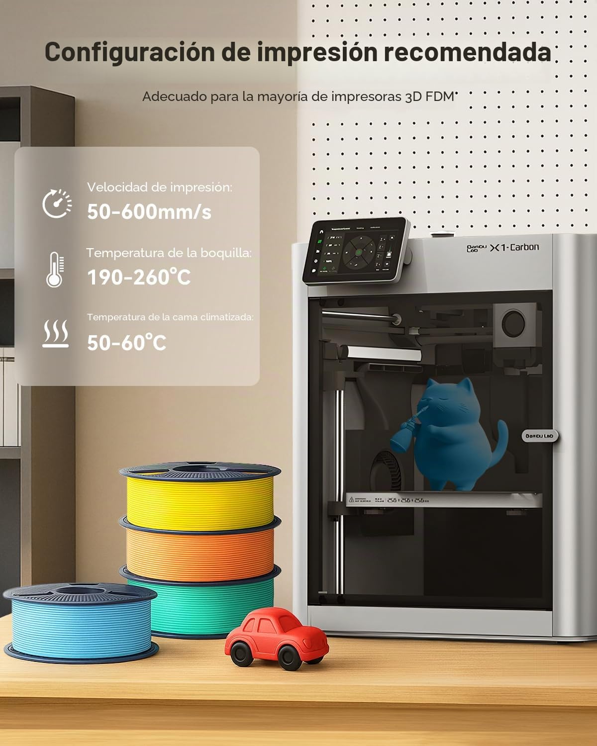 SUNLU Filamento PLA mate de alta velocidad de 250 g x 8, filamento PLA 3D de 600 mm/s más rápido, 250 g por bobina, 8 rollos, negro, blanco, gris, verde menta, amarillo limón, naranja solar, rojo