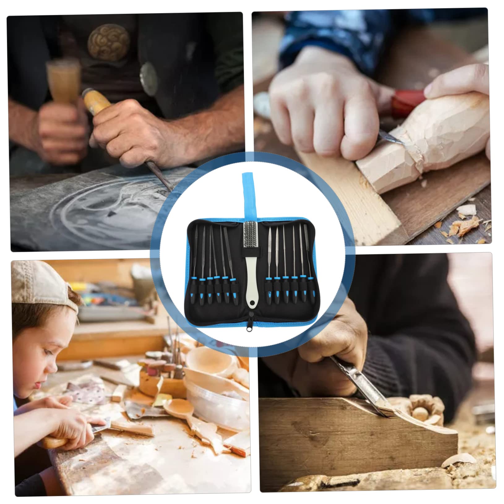 IWOWHERO 13-piece Hand File Set Wood Carving Polishing Deburring Tool Kit for Home