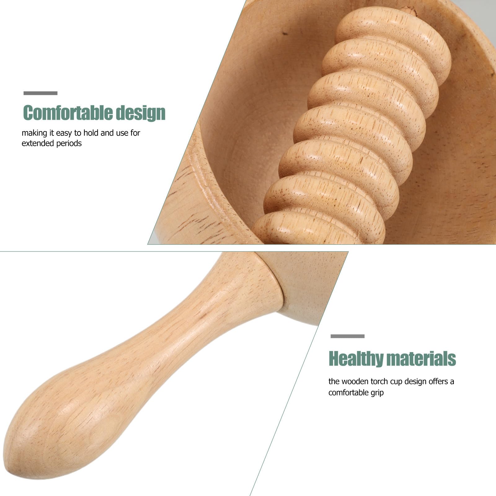 PATKAW Drewniana Bańka Do Masażu Ciała z Rolką Ergonomiczny Masażer Ręczny z Drewna Szwedzkiego Do Modelowania Sylwetki i Drenażu Limfatycznego Bezpieczne Narzędzie dla Relaksu Mięśni