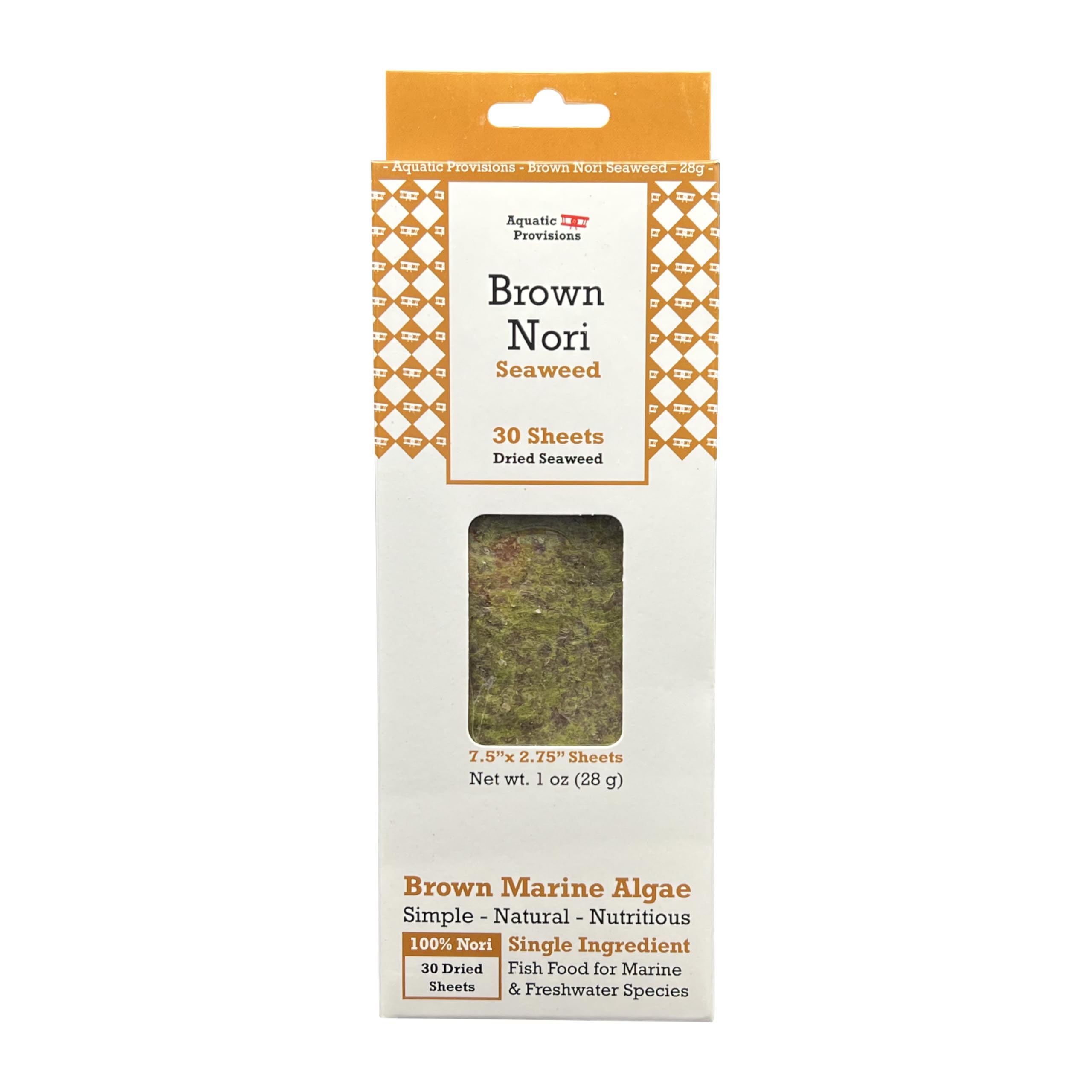 Brown Seaweed, 30 Sheets, 1 oz, Dried Fish Food for Marine and Freshwater Aquarium Species