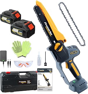 Mini Chainsaw Battery Chainsaw 2 x 4.0Ah 800W Brushless Motor, 8 Inch Automatic Lubrication for Garden DIY – Compatible with Makita 18V Batteries (PR-E8)
