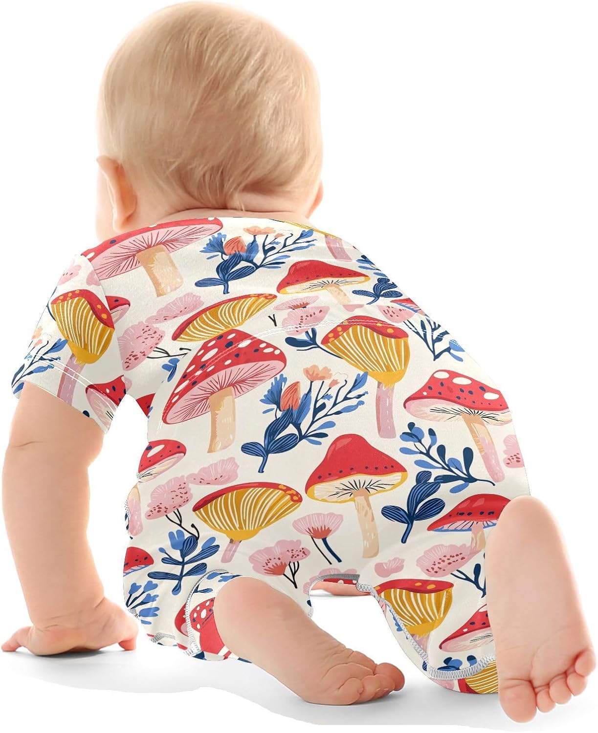vvfelixl Baby Clothes Red Mushroom Pattern Baby Bodysuits Set Unisex Short Sleeve Babys Pants Sets 0-3M