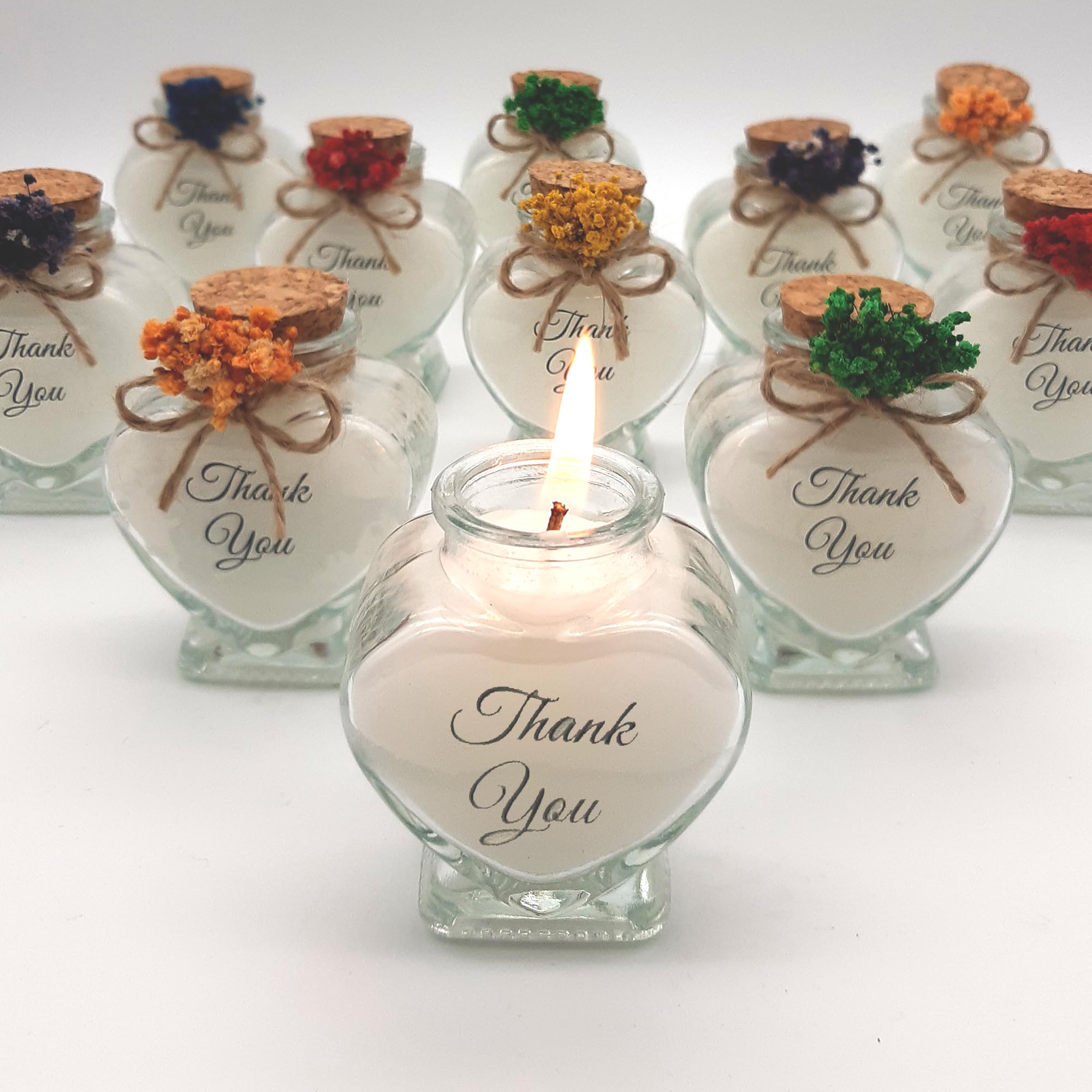 detalles boda para invitados, 20 velas en cristal personalizadas Detalles Comunion, Bautizo, Boda, Regalito Invitados, ideal como regalo recuerdos comunion (blanco, juego de 20)