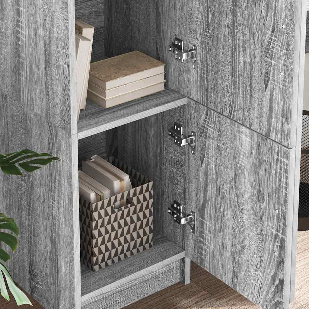 Madera elaborada Moderno Alto Gris 31 5 x 32 x 122 5 cm | Aparador Alto Gris Sonoma 31.5 x 32 x 122.5 cm Armario de Almacenamiento con 3 Puertas para Salon Comedor y Estudio, Moderno