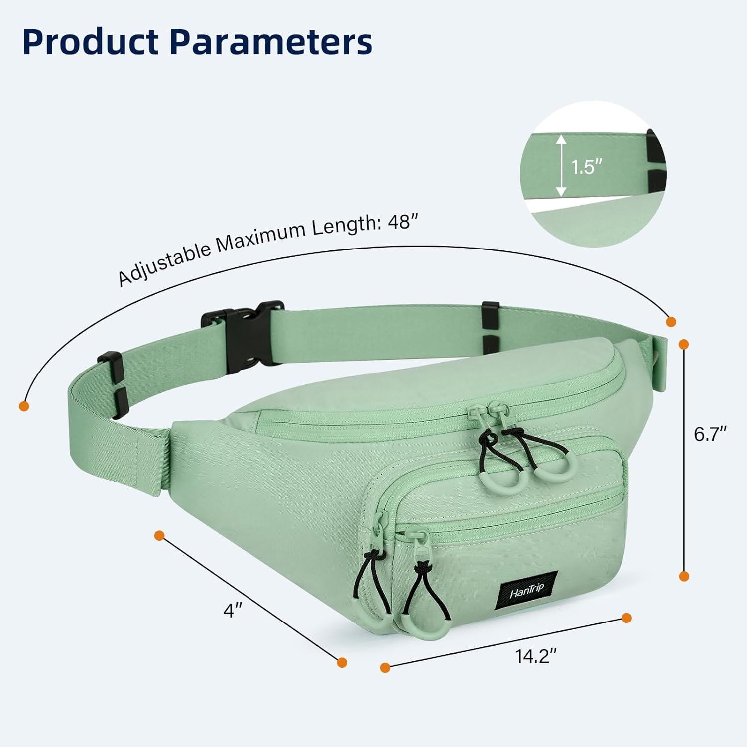 Fanny Packs for Women Men, Large Travel Fanny Pack Lightweight Crossbody Waist Bag Large Capacity, Water Resistant Belt Bags with Adjustable Strap for Hiking, Cycling (Cyan) - Image 2