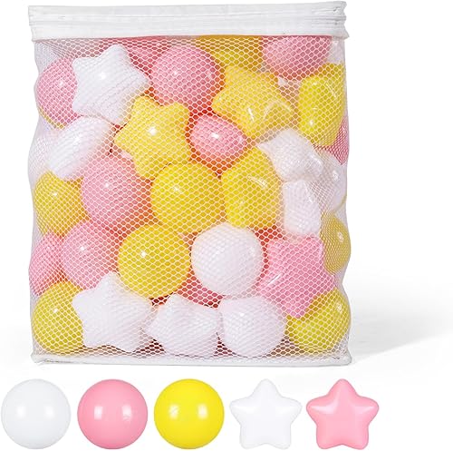 Miniatura 270 de STARBOLO Pelotas de estrella para niños pequeños, 100 unidades, estrellas de 2.55 pulgadas, sin ftalatos, sin BPA, no tóxicas, a prueba