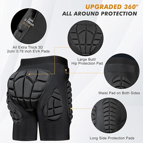 Miniatura 3 de Pantalones cortos acolchados protectores, protección 3D de cadera a tope de EVA, protector de equipo protector para esquí, snowboard, patinaje, 5