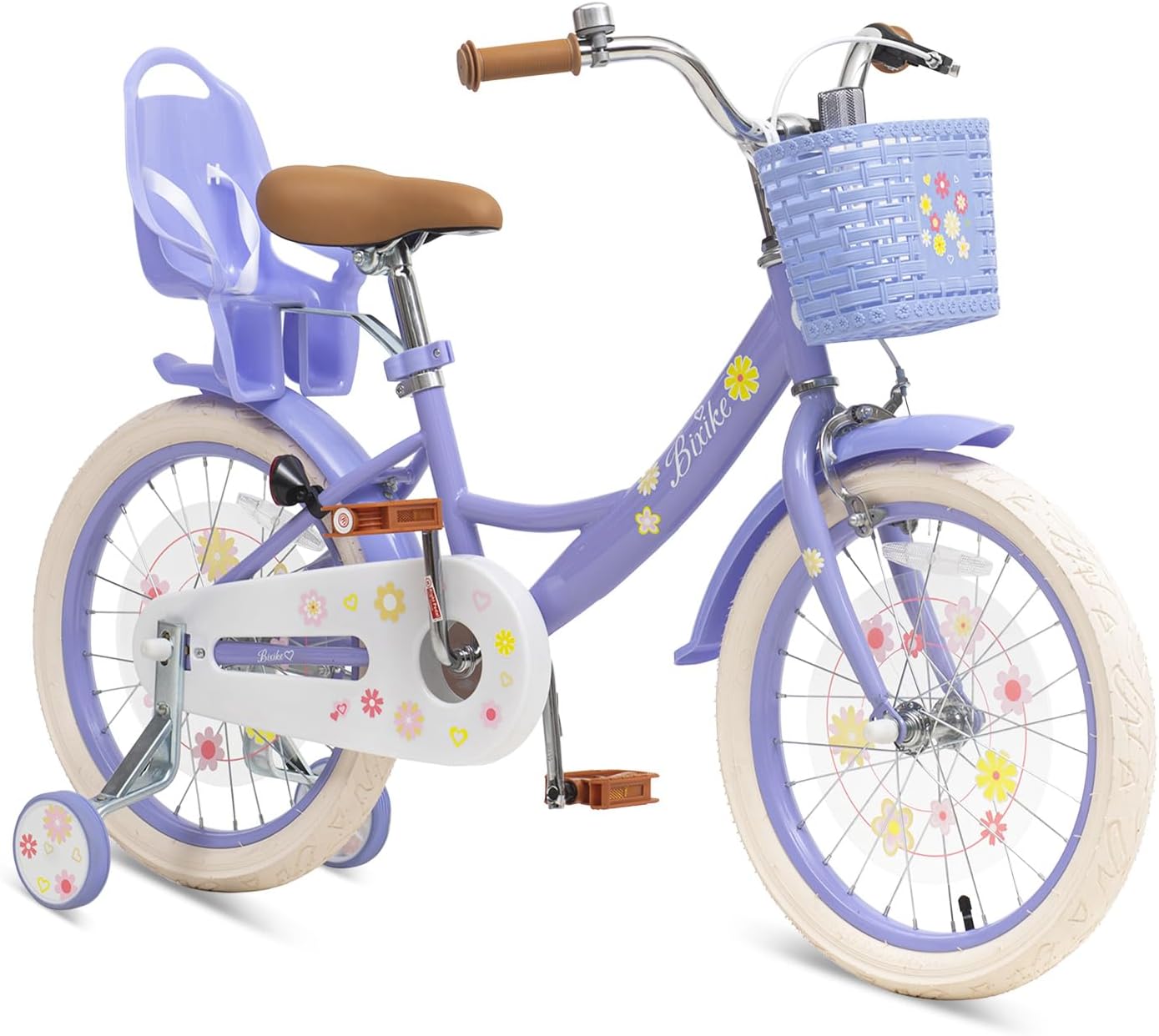 Girls Bike with Basket for Toddlers and Kids Aged 3-14 Years Old, 12 14 16 18 Inch with Training Wheels & Doll Seat, 20 Inch with Kickstand & Rear Rack, Princess Style Bicycle for Gift.