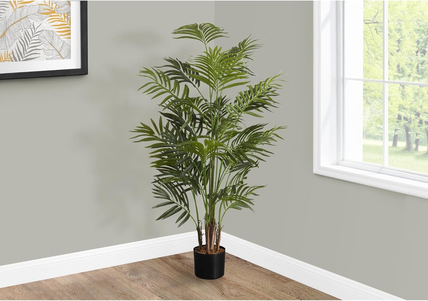 47'' Tall Green Areca Palm Tree in Black Pot