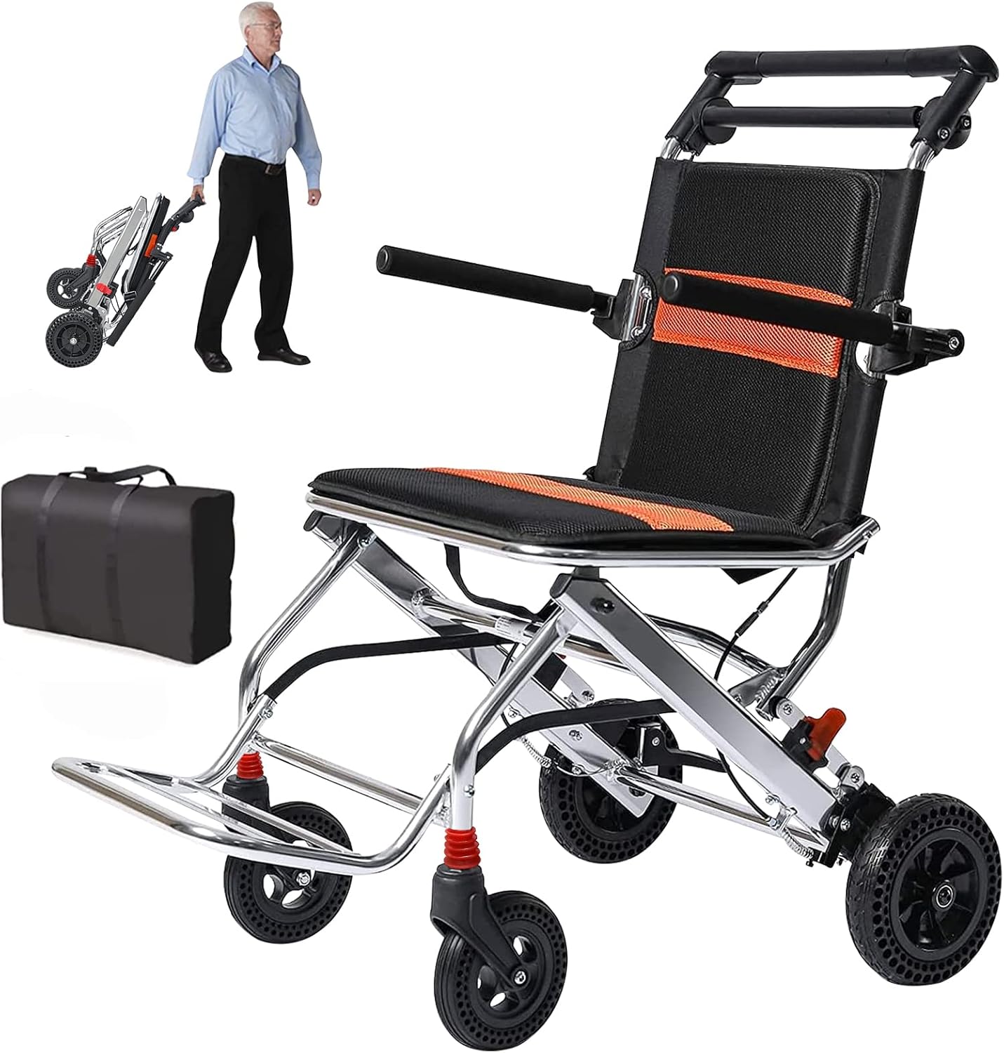 Wheelchairs Folding Lightweight Portable Travel Wheelchair with Hand