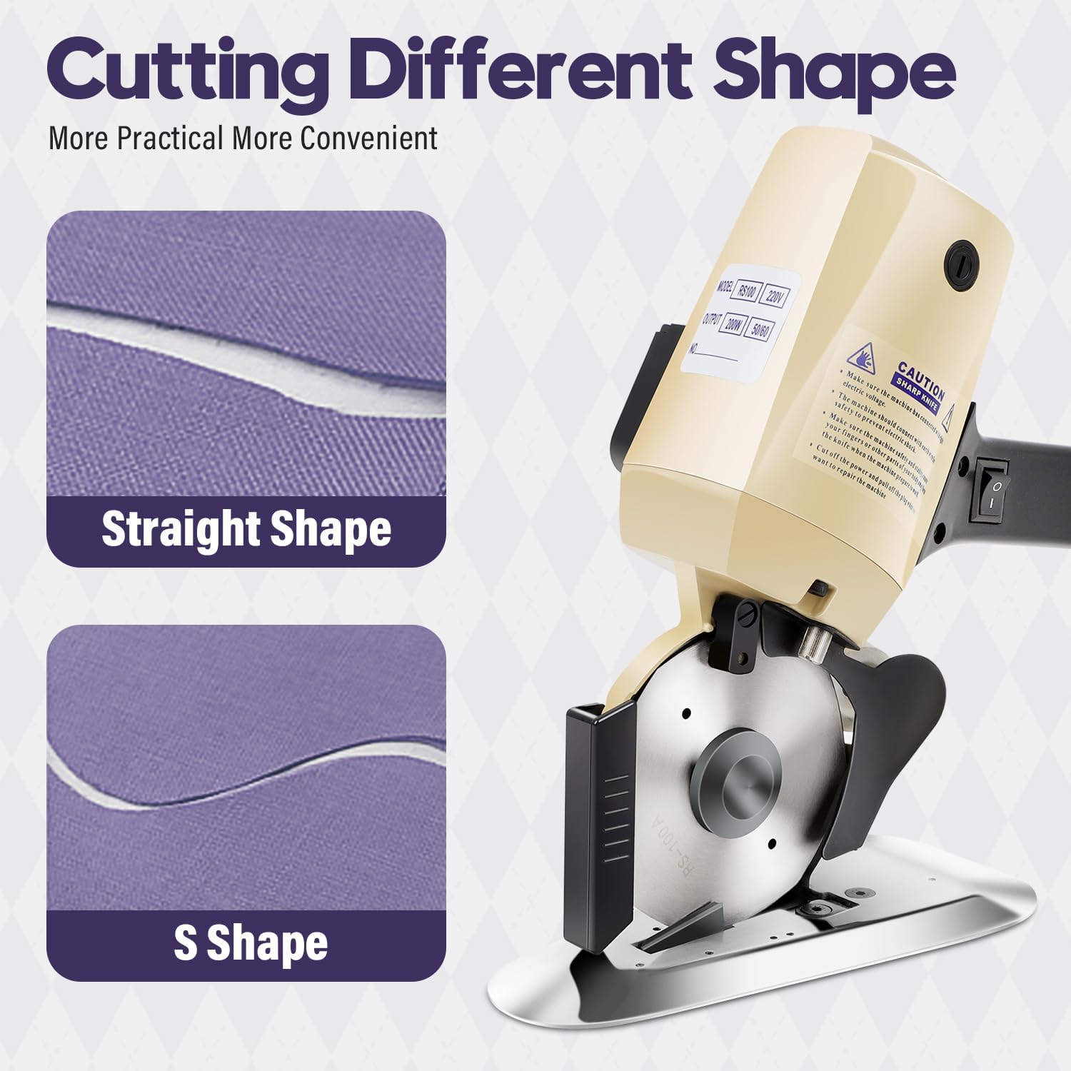 Electric Rotary Fabric Cutter, 110V Electric Fabric Cutter, 4 Inch Octagonal Blade Cloth Cutter Electric Scissors with Automatic Sharpener for Multi Layer Carpet Leather