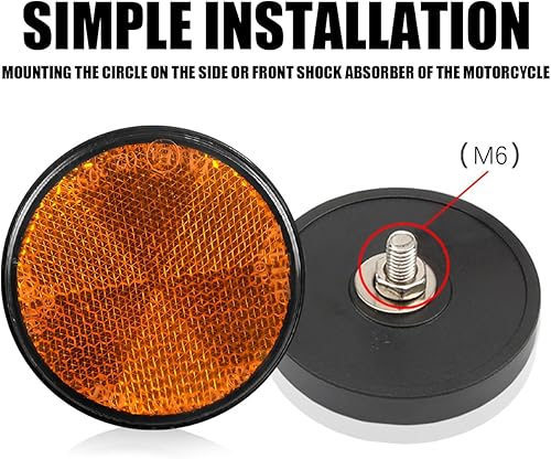 Miniatura 5 de LKAHG Paquete de 10 reflectores redondos, reflector reflectante de advertencia de 2 pulgadas y 2.362 in, montaje de tornillo M6, marcador lateral de