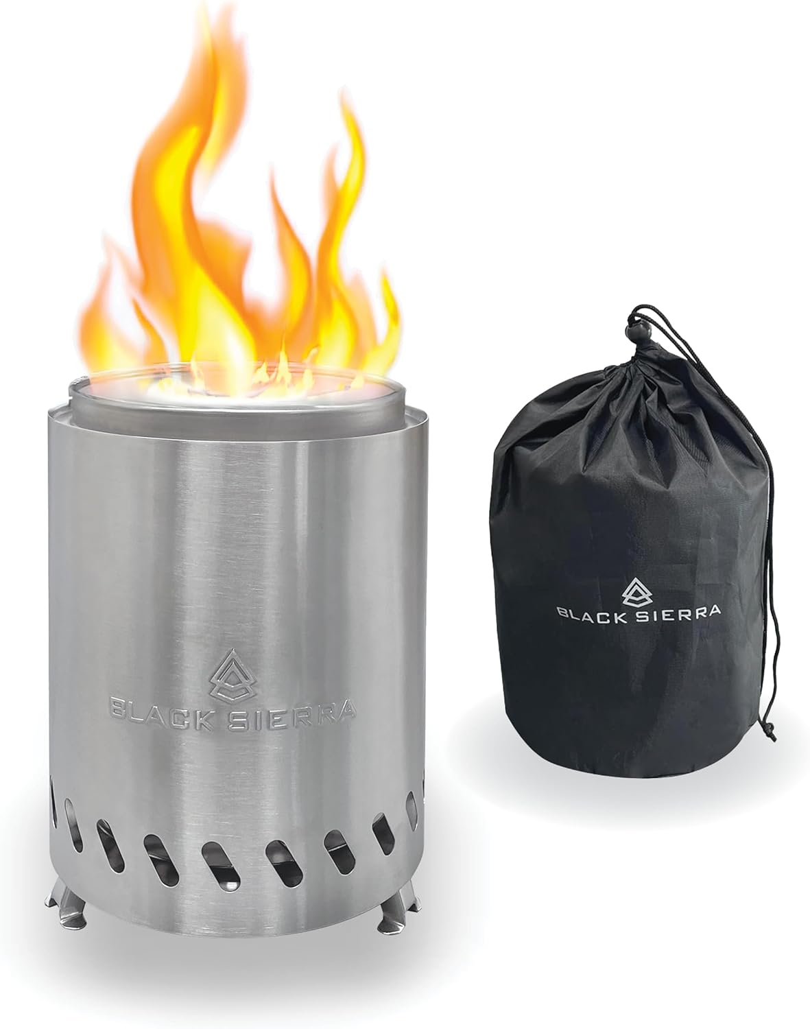 Black Sierra Tabletop Smokeless 7" Firepit, Mini Firepit Burns Wood Pellets, Stainless Steel for Camping, Outdoor & Patio, Wood Burning Portable Bonfire Perfect for Smore's 7 Inch Silver - Image 1 of 9