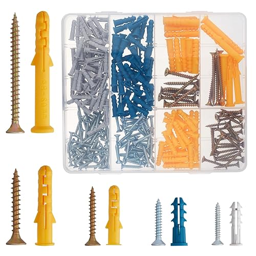 Vista 30 de Juego de 20 anclajes y tornillos autoperforantes para paneles de yeso #8 x 1-1/4 pulgadas, magníficos anclajes de pared para paneles de yeso