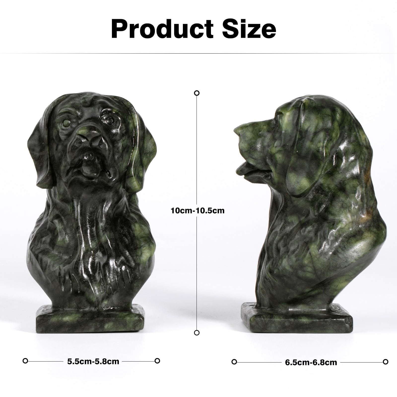 mookaitedecor Hand Carved Natural Green Jade Crystal Stone Dog Figurine Sculpture Animal Ornament for Home Crystal Dog Bust Art Statue Novelty Gift for Dog Lover Collectible Figurine Green Room Decor - Image 2