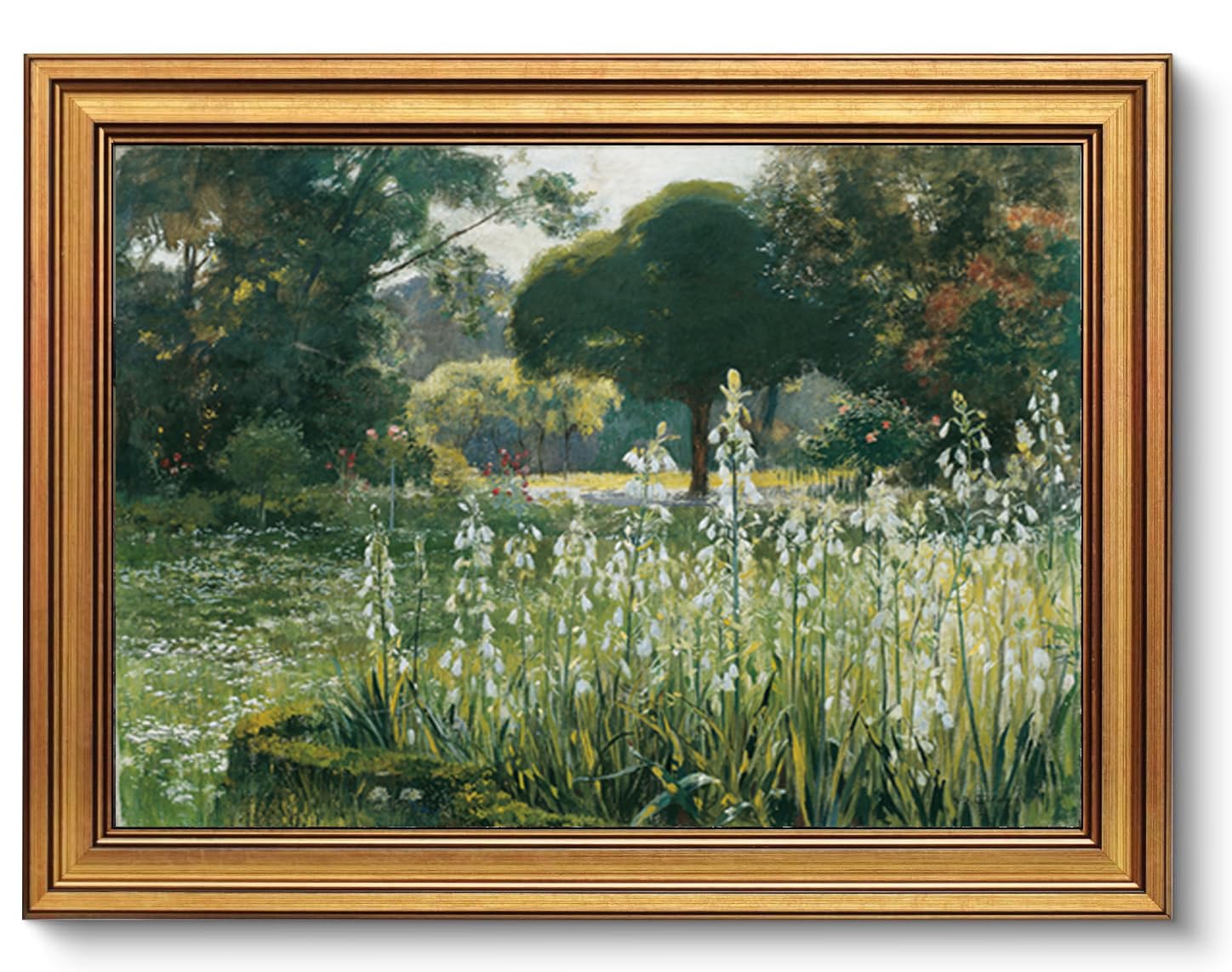 AGOLINE Vintage Gold Framed Wall Art for Living Room (12x16in)-Summer Hyacinth Floral Landscape Oil Painting,Vintage Picture Wall Art for Bedroom Bathroom Kitchen, Retro Aesthetic Home Decor — image 1