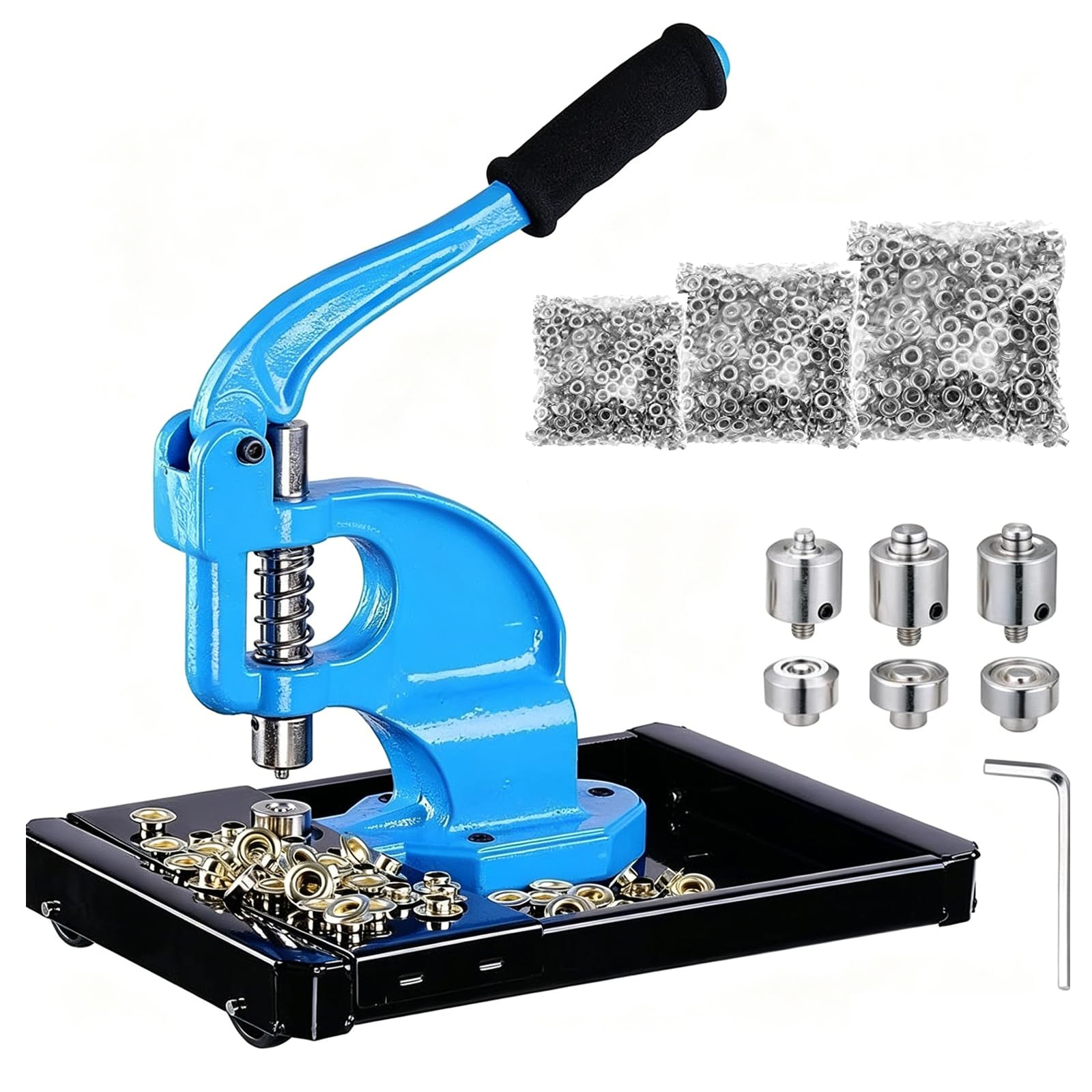 Eiwitany Hand Press Eyelet & Rivet Machine for Leather, Fitted, Practical Punching Tool for DIY Leather Crafting and Garment Processing (Silver)