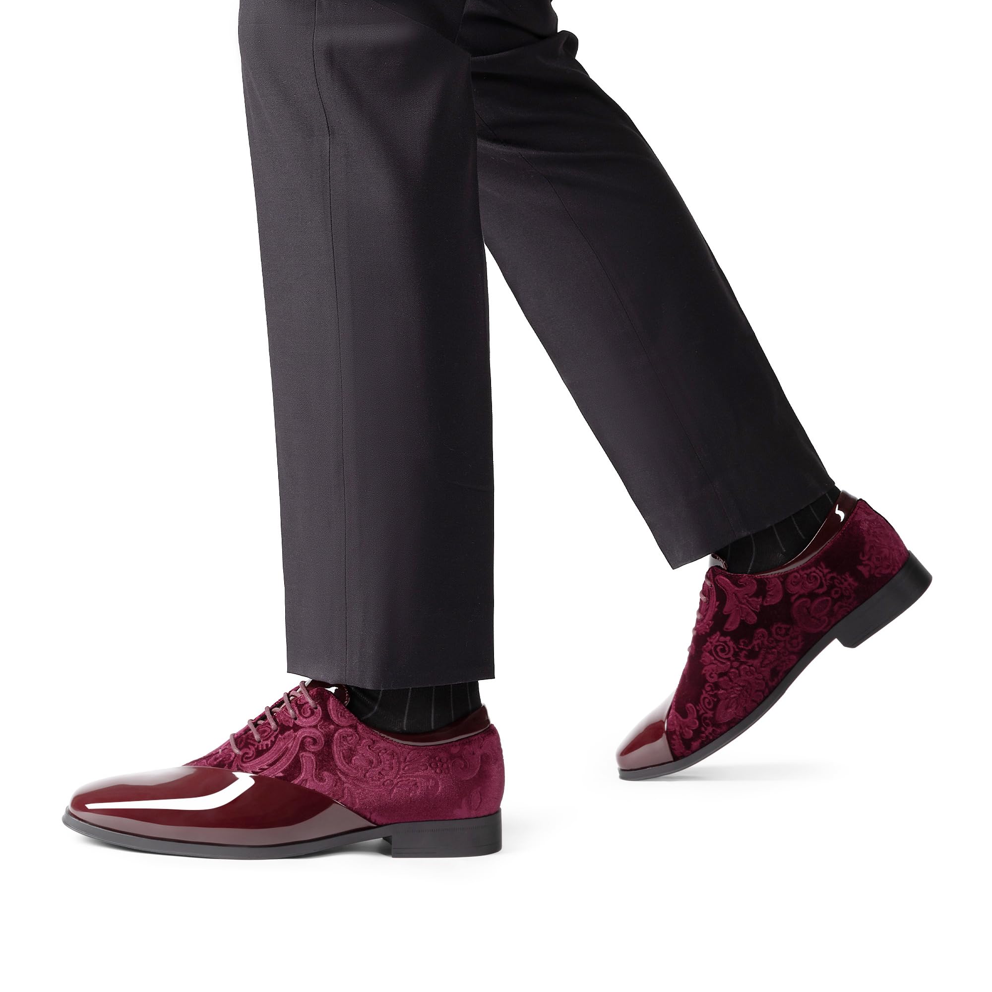 Bruno Marc Scarpe da smoking da uomo, classiche, in velluto, con lacci, stile Caden Oxford