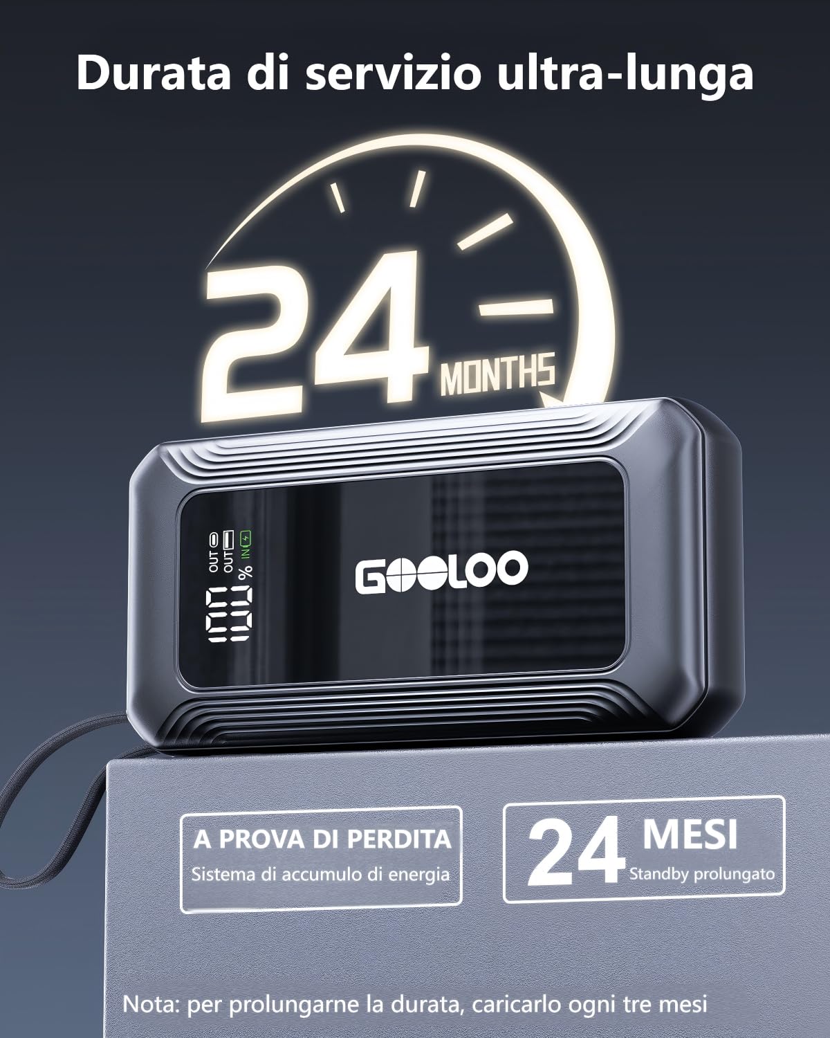 GOOLOO G7 Batteria Portatile di Avviamento per Auto 3000 A, con Ricarica Rapida USB-C 45 W e Torcia LED, Avviatore per Batterie Auto 12 V (per Motori Benzina fino a 8,5 L/Diesel fino a 6 L)