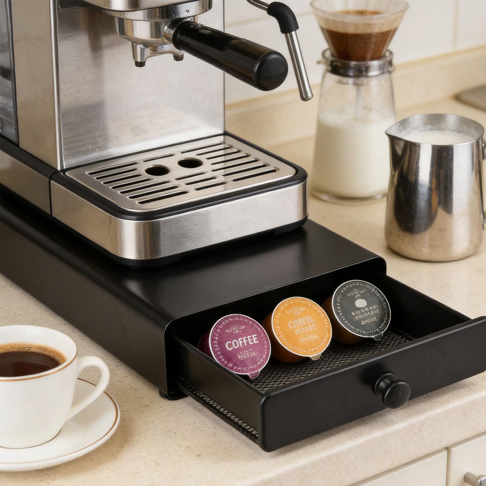 Organizador de cápsulas de café eficientes que ahorra espacio, con capacidad para 40 cápsulas, accesorio portátil para cocina o sala de descanso, uso diario, elegante soporte para cápsulas de