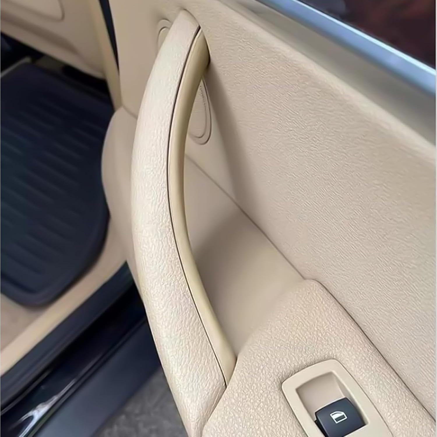 x xotic tech Door Pull Handle Cover Compatible with BMW X5 Series E70/E70 LCI 2008-2013, BMW X6 Series E71/E72 2008-2014, Inner Rear Side Door Handle Protective Cover Accessories (2pcs, Beige)