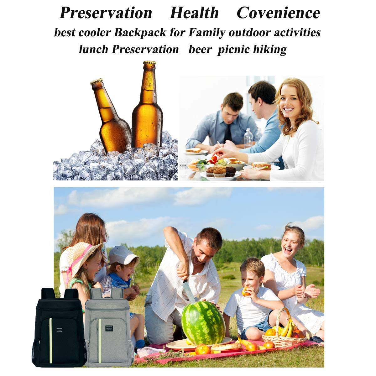 33L wasserdichter kühlrucksack mit guter Isolation kühltasche Rucksack Kühlbox Rucksack Picknickrucksack für Camping und Wandern