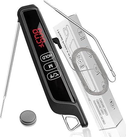 Review Cooking Thermometer,Instant Read Meat Thermometer for Grilling Turkey/BBQ/Baking/Candy/with Magnet/Alarm Function,Thermometer for Cooking Liquids/Grilling Meat,Dual Probe Waterproof,-58/572 ° F