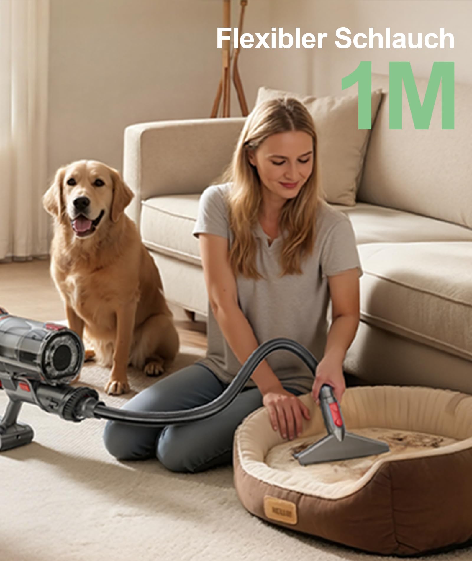 SunSare Akku Staubsauger Kabellos 600W/50000Pa/65Min, Akkustaubsauger mit 1M Schlauch, Wandladehalterung, Aromafunktion, Selbststehend, für Hartböden Teppiche Tierhaare