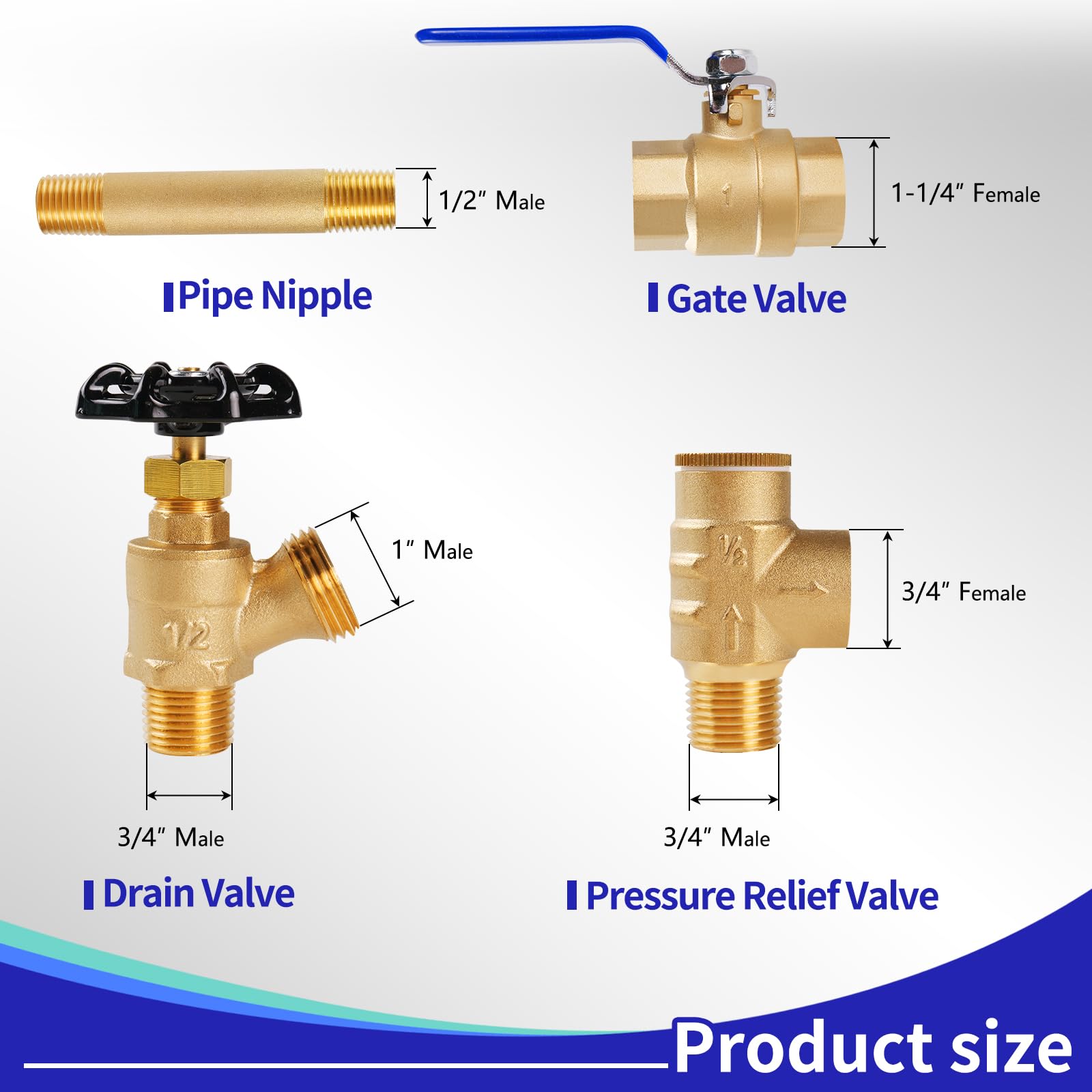 Pressure Tank Tee Kit, Water Well Pressure Tank, Made of Brass