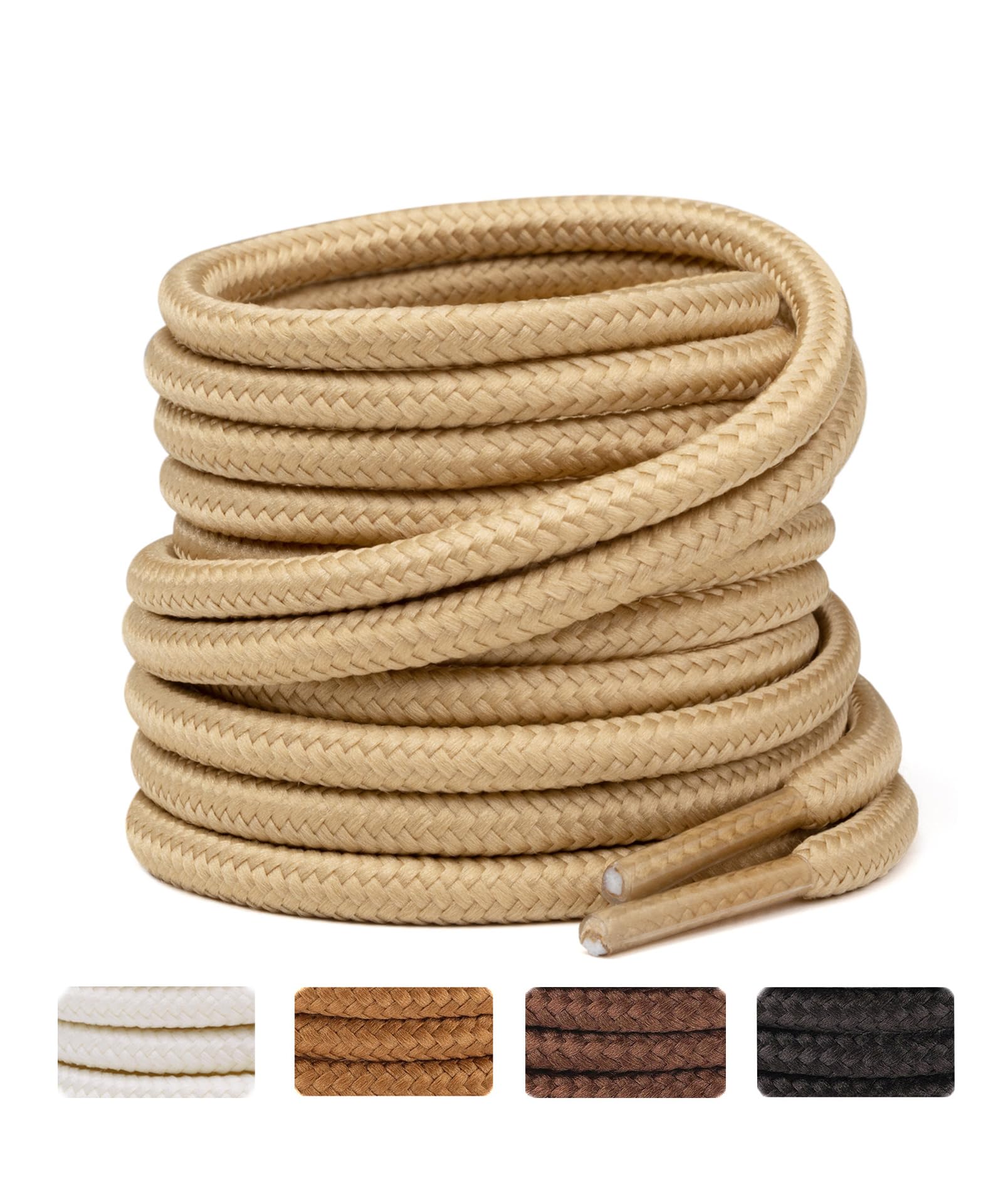 Handshop 2 Pairs Round Boots Shoelaces, Heavy Duty Outdoor Shoe Laces